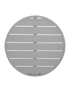 Bolero Tafelblad rond aluminium lichtgrijs lattenconstructie | Ø 58 cm.