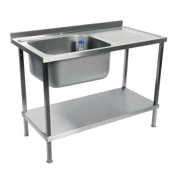 Holmes volledig gemonteerde enkele RVS spoeltafel afdruiprek rechts 120cm