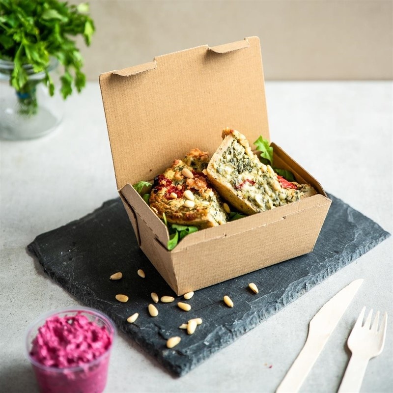 Vegware Vegware composteerbare ribkartonnen bakjes medium 60(H)x 150(B)x 110(D)mm (300 stuks), foto 2 van 3