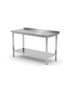 Hendi Werktafel met onderschap en achteropstand RVS | 1600x700xH850mm.