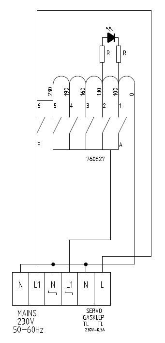 Combisteel Standenschakelaar 1 fase 230V / 7Amp, foto 2 van 2