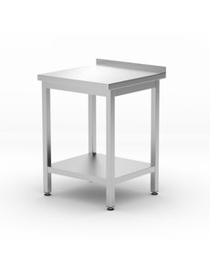Hendi Werktafel met onderschap en opstaande rand | Demontabel | 60x60xH85cm.
