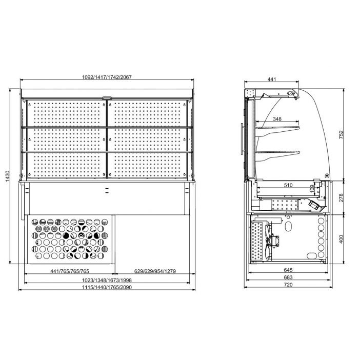 Combisteel Drop-in Koelvitrine met gebogen ruit LED GN4/1 | Breedte 1440 mm., foto 2 van 2