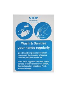  Vinylsticker A4 'Wash & sanitise your hands regularly'