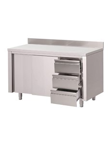 Gastro-M Gastro M werktafel 3 lades rechts met 120x70x88-93cm