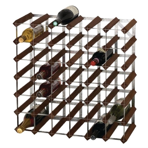 Wijnrek donker hout voor 42 flessen | 62x62x diep 23 cm.