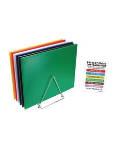Hygiplas HDPE snijplanken set met rek en kleurcodekaart 610x455x12mm | Set van 6