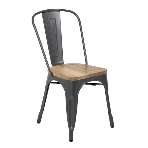 Bolero Bolero Bistro stalen stoelen met houten zitting grijs (4 stuks)