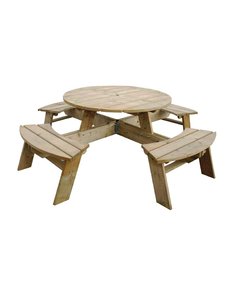 Rowlinson Ronde houten picknicktafel Ø200 cm. | Tot 8 personen
