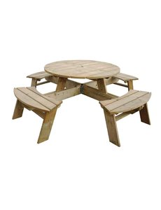 Whites Rowlinson ronde houten picknicktafel 200(Ø)cm