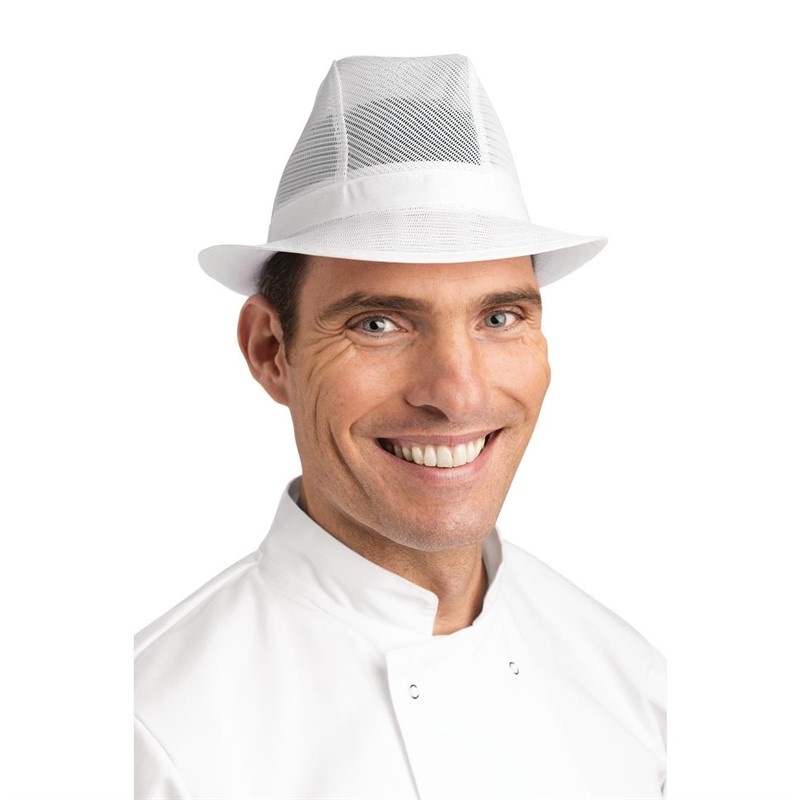 Trilby hoed zonder haarnet wit M, foto 2 van 3
