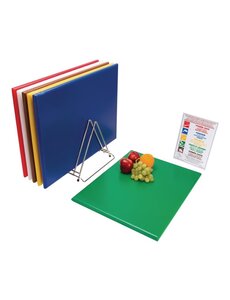 Hygiplas HDPE snijplanken set met rek en kleurcodekaart 610x455x25mm | Set van 6