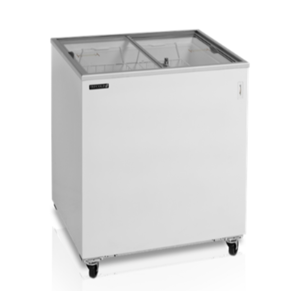 Tefcold Vrieskast consumptie-ijs met vlakke glazen schuifdeksels 165 Liter | 720x630x890 mm.