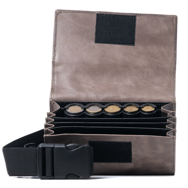 Kelner Kelnerbeurs met 4 briefvakken en nylon band | Stevig rundleer