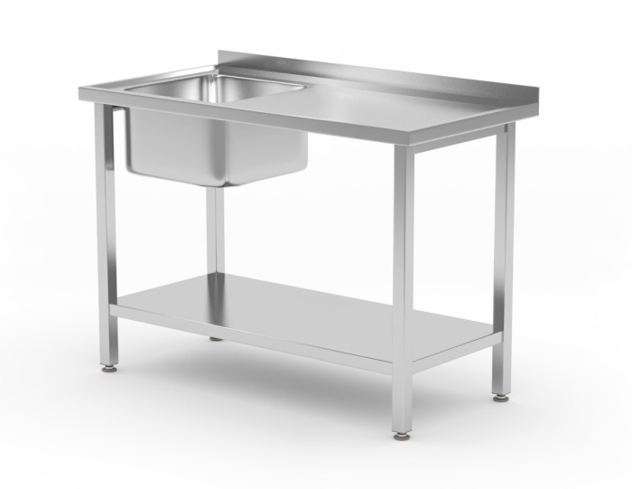 Hendi Spoeltafel met schap - geschroefd | 800x600x(h)850mm