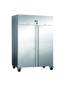 Gastro-Inox Koelkast met 2 deuren 1200 liter RVS | Geforceerde koeling | 2°C tot 8°C | 1340x810xH2000mm.