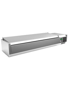 Gastro-Inox Opzetkoelvitrine met deksel 5x GN 1/4 | 2Â°C tot 8Â°C | 1200x395xH440 mm.