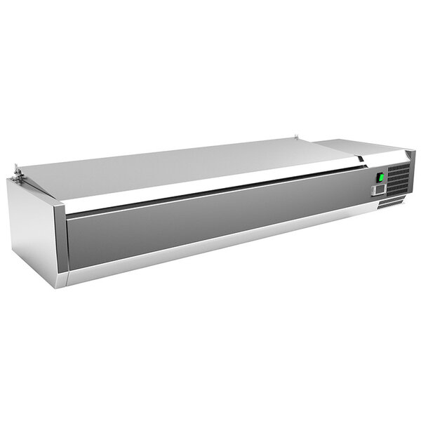 Gastro-Inox Opzetkoelvitrine met deksel 7x GN 1/4 | 2°C tot 8°C | 1500x395xH440 mm.