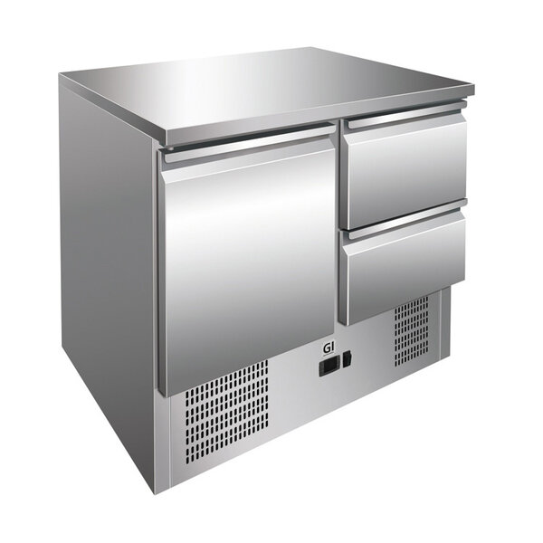 Gastro-Inox Gastro-Inox RVS werkbank met 1 deur & 2 laden, geforceerd gekoeld