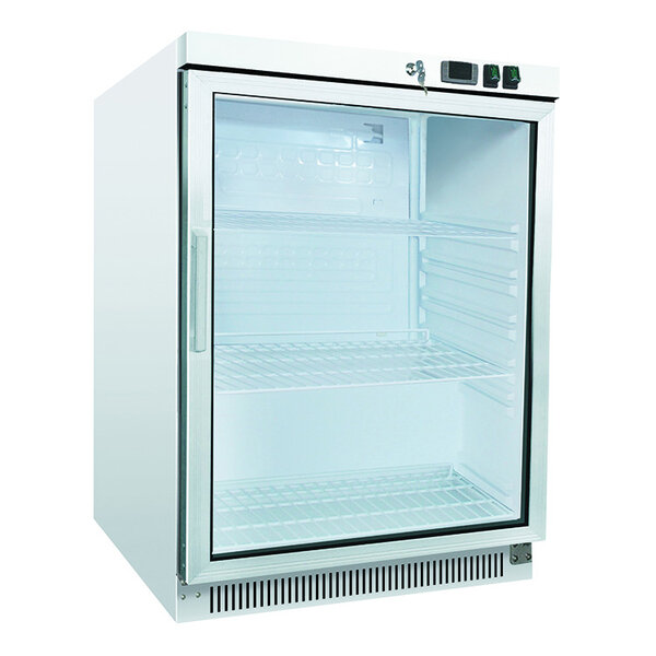 Gastro-Inox Gastro-Inox wit stalen koeling 200 liter met glasdeur, statisch gekoeld