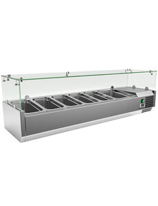 Gastro-Inox Opzetkoelvitrine 5x GN1/3 + 1x GN1/2 RVS | Van 2°C tot 8°C | 1500x395xH440mm