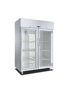 Gastro-Inox Marecos Softline roestvrijstalen GN 2/1 koeling met glasdeur 1400 liter