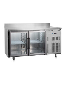 Gastro-Inox Marecos Softline RVS gekoelde werkbank 600mm diep met 2 glasdeuren en achteropstand