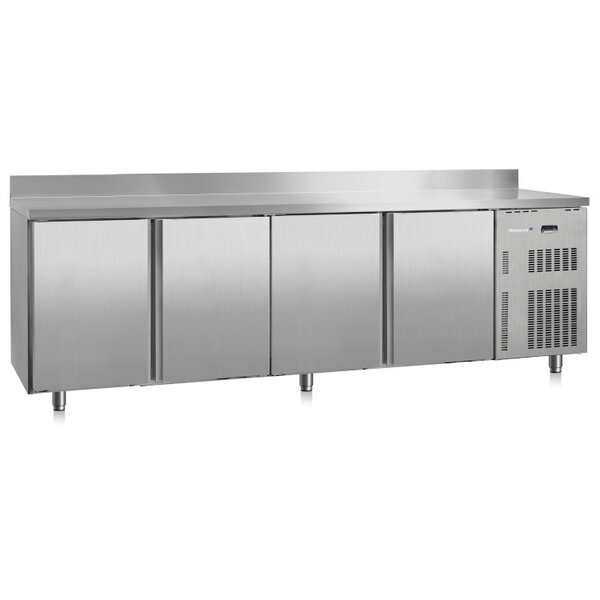 Gastro-Inox Marecos Softline RVS gekoelde werkbank 600mm diep met 4 deuren en achteropstand