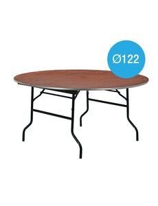  Opklaptafel met aluminium rand Ø122xH76 cm. | Tafelblad 18 mm. dik