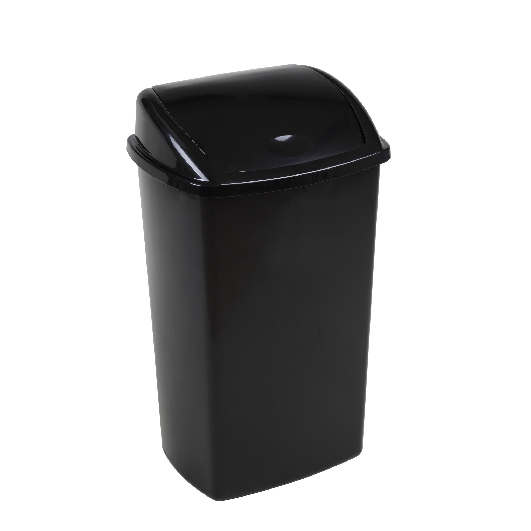 Afvalbak met swingdeksel zwart | 50 liter