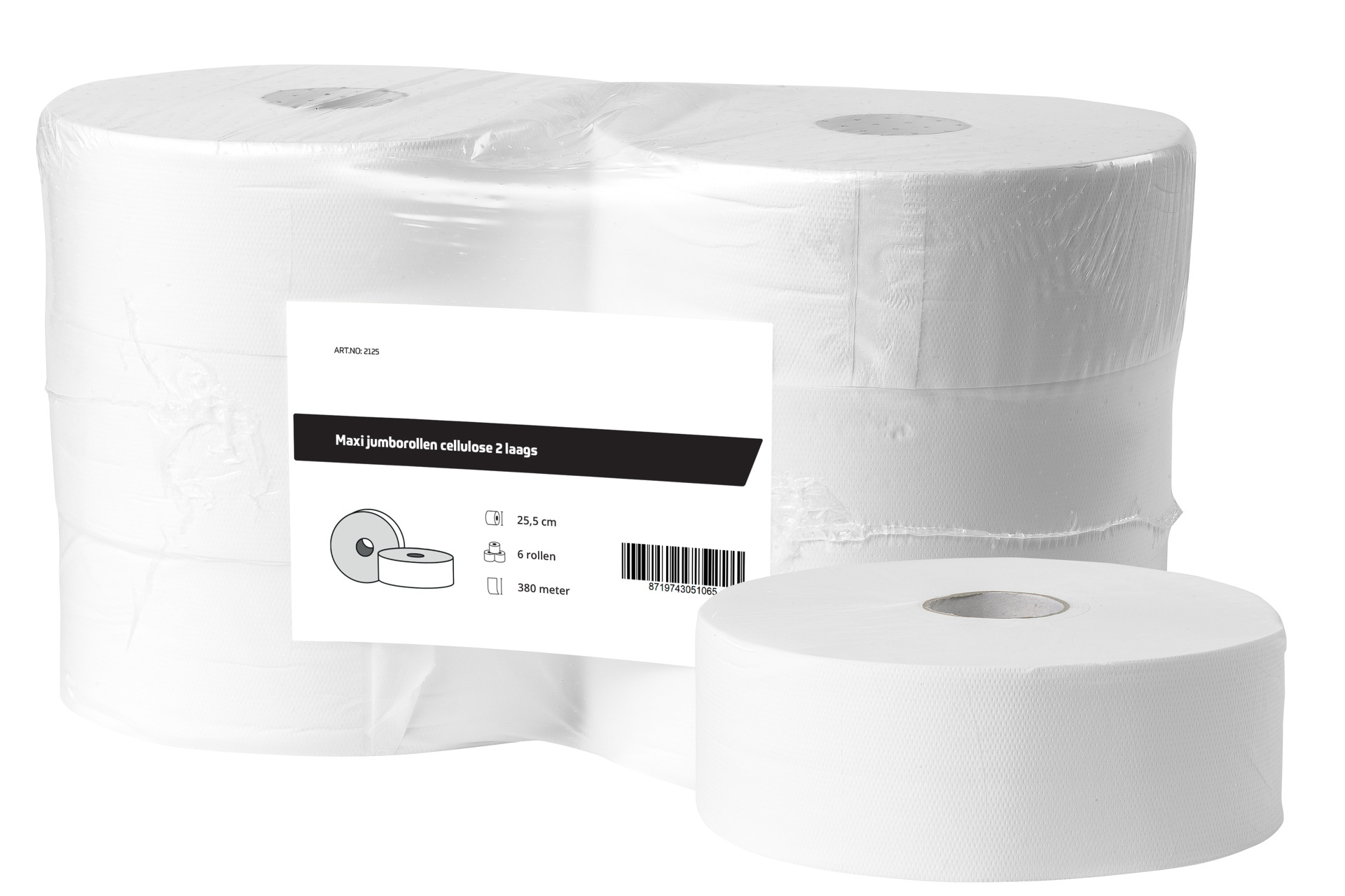 All Care Maxi jumborollen cellulose 2laags | 6 rollen van 380 meter