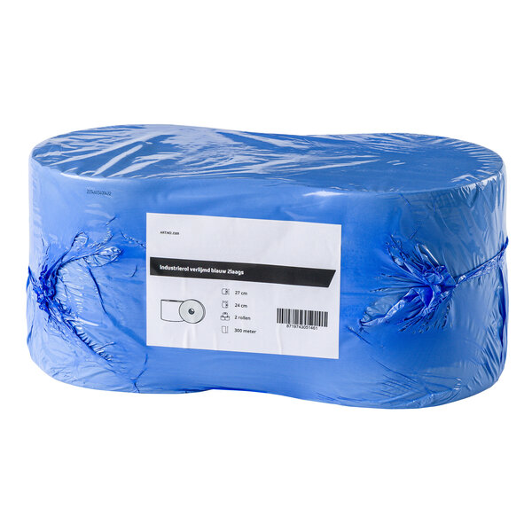 All Care  Industrierol verlijmd blauw 2laags | 2 rollen van 320 meter