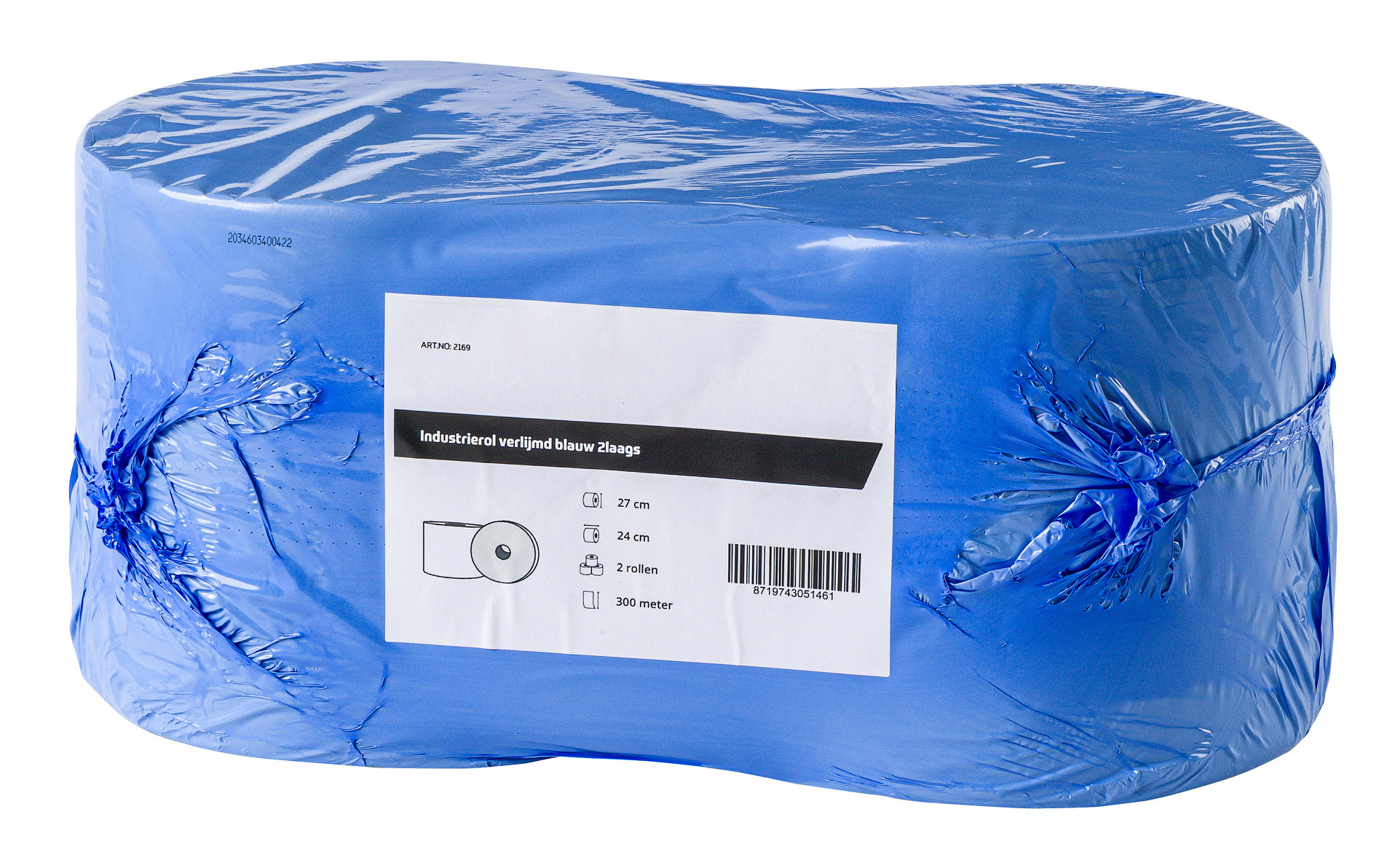 All Care Industrierol verlijmd blauw 2laags | 2 rollen van 320 meter