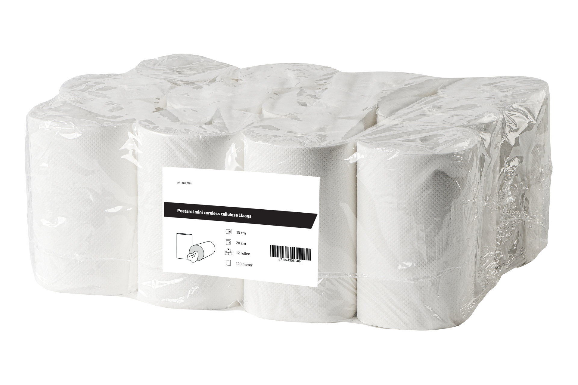 All Care Poetsrol mini coreless cellulose 1laags | 12 rollen van 120 meter
