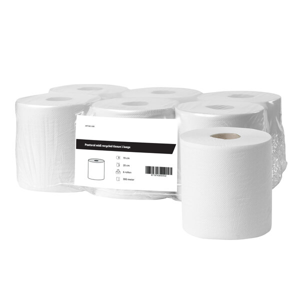 All Care  Poetsrol midi recycled tissue 1laags | 6 rollen van 300 meter