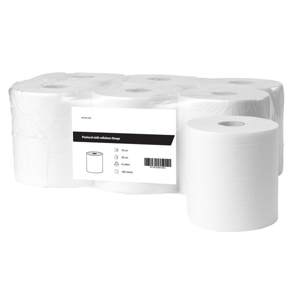 All Care  Poetsrol midi cellulose 2laags | 6 rollen van 160 meter