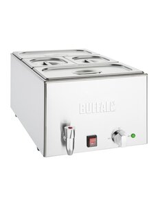 Buffalo Bain-marie met aftapkraan en bakken  | +30°C tot +90°C | 2x GN 1/3 en 2x GN 1/6