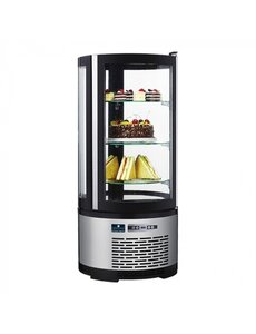 CaterCool Koelvitrine met 3 glasplaten en gebogen glas 100 liter | Hoogte 103 cm.