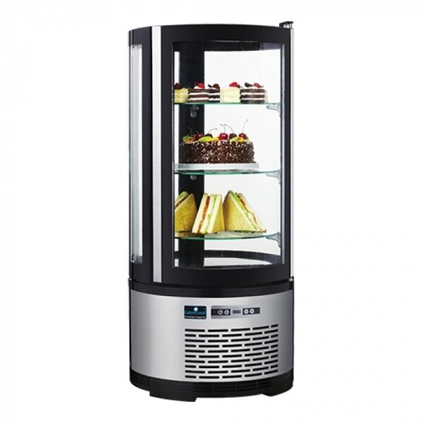 CaterCool CaterCool Koelvitrine met 3 glasplaten en gebogen glas 100 liter | Hoogte 103 cm.