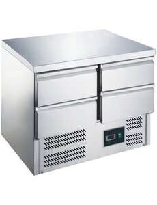 Saro Koelwerkbank met 4 lades | +2 / +8 °C | ES 901 S/S TOP 0/4 | B900xD700xH876mm.