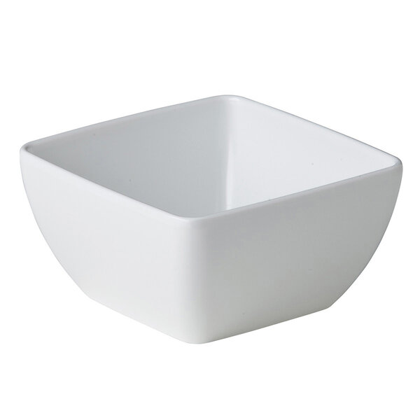 Gebogen vierkant melamine bakje wit | 8,9 x 8,9 x 4,5 cm