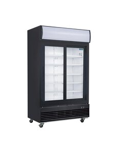 Polar Polar G-Series Rechtopstaande Schuifdeur Displaykoeling met Lichtbak 950Ltr Zwart