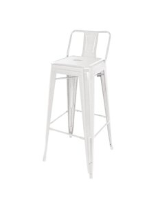 Bolero Bolero bistro stalen hoge kruk met rugleuning wit (4 stuks)