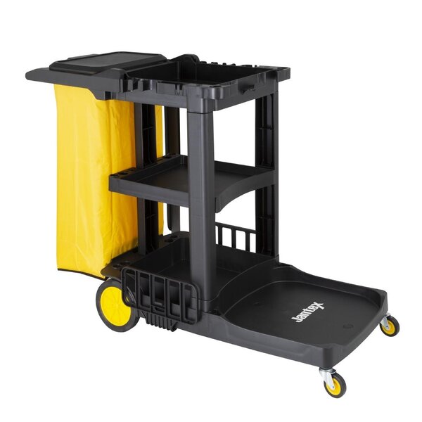 Jantex Jantex Schoonmaakwagen zwart multifunctionele trolley | 1300x490xH990 mm.