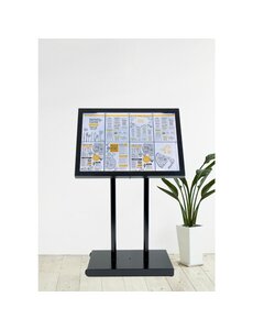 Securit Securit Teak zwart gecoat LED's informatie 8x A4 display met mast en voet