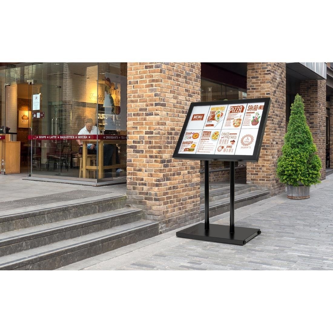 Securit Securit Teak zwart gecoat LED's informatie 8x A4 display met mast en voet, foto 2 van 6
