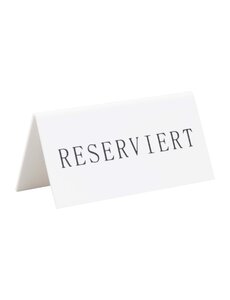 Securit Securit Reserveringstafelstandaards met Duits: 'Reserviert' Witte acryl standaarden met zwart lettertype (box 5)