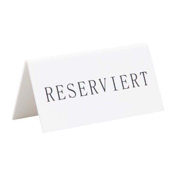 Securit Securit Reserveringstafelstandaards met Duits: 'Reserviert' Witte acryl standaarden met zwart lettertype (box 5)