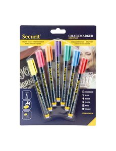 Securit Securit Liquid krijtstift 1-2mm Penpunt in rood, blauw, geel, groen, roze, oranje, violet (doos 7)