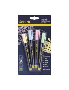 Securit Securit Liquid pastel krijtstift met 1-2mm Penpunt in groen, blauw, geel, lila (doos 4)